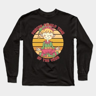 Forced Family Time Of The Year Meditating Elf Long Sleeve T-Shirt